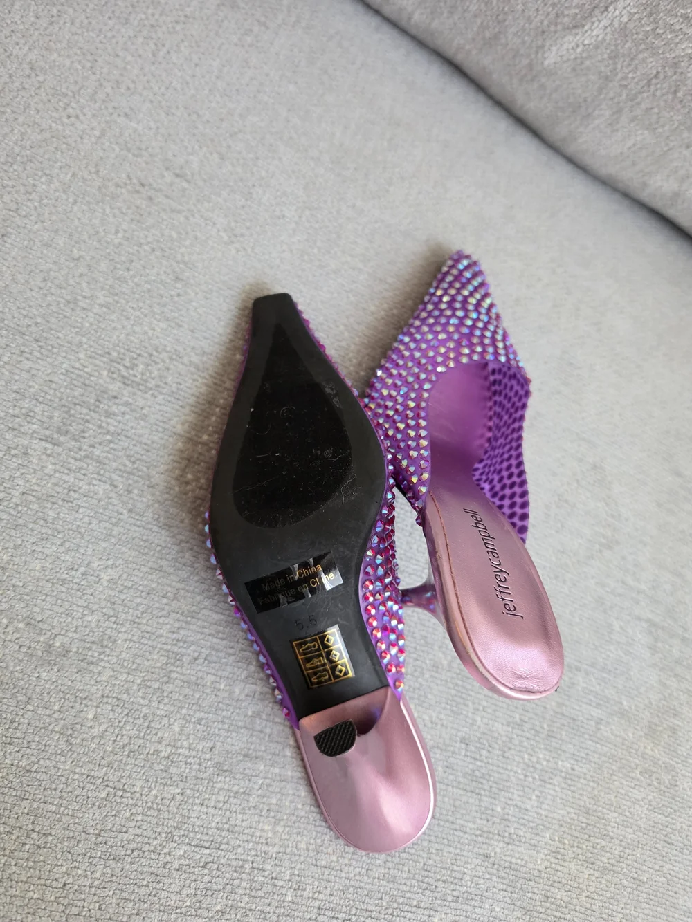 Jeffrey Campbell Pink & Purple Crystal Embellished Pointed Mule Heels